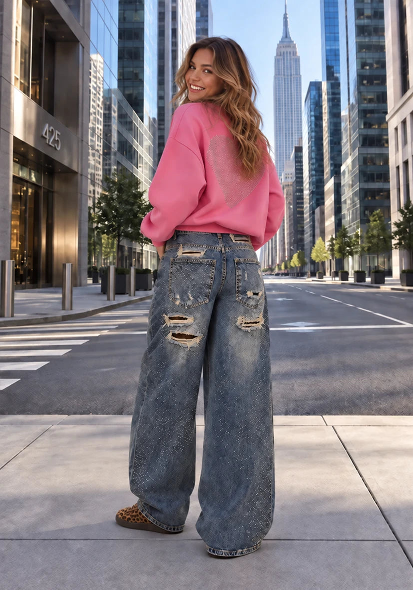 Jeans destroyed brown Sparkle