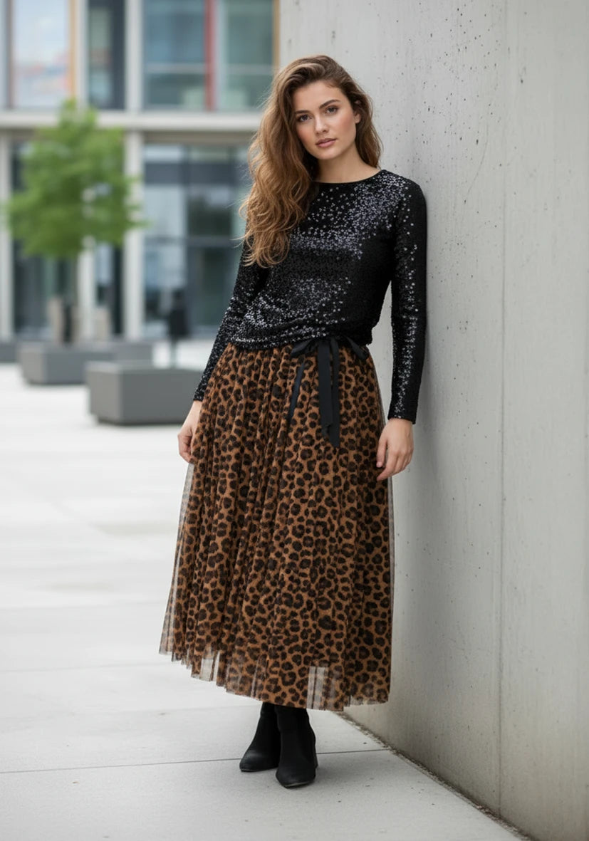 Maxirock Tüll Leo allover - lightbrown