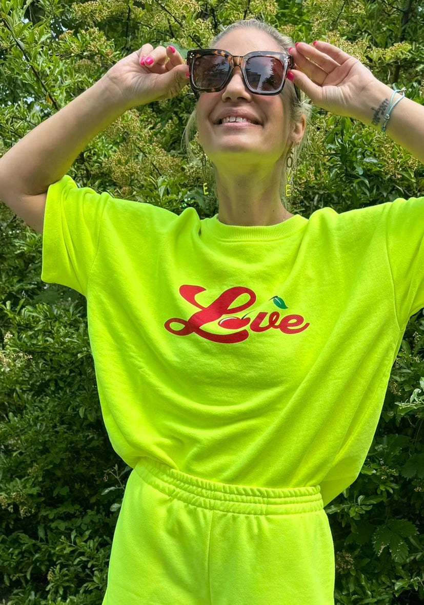 Sweater Shortsleeve Love Cherry - neongelb