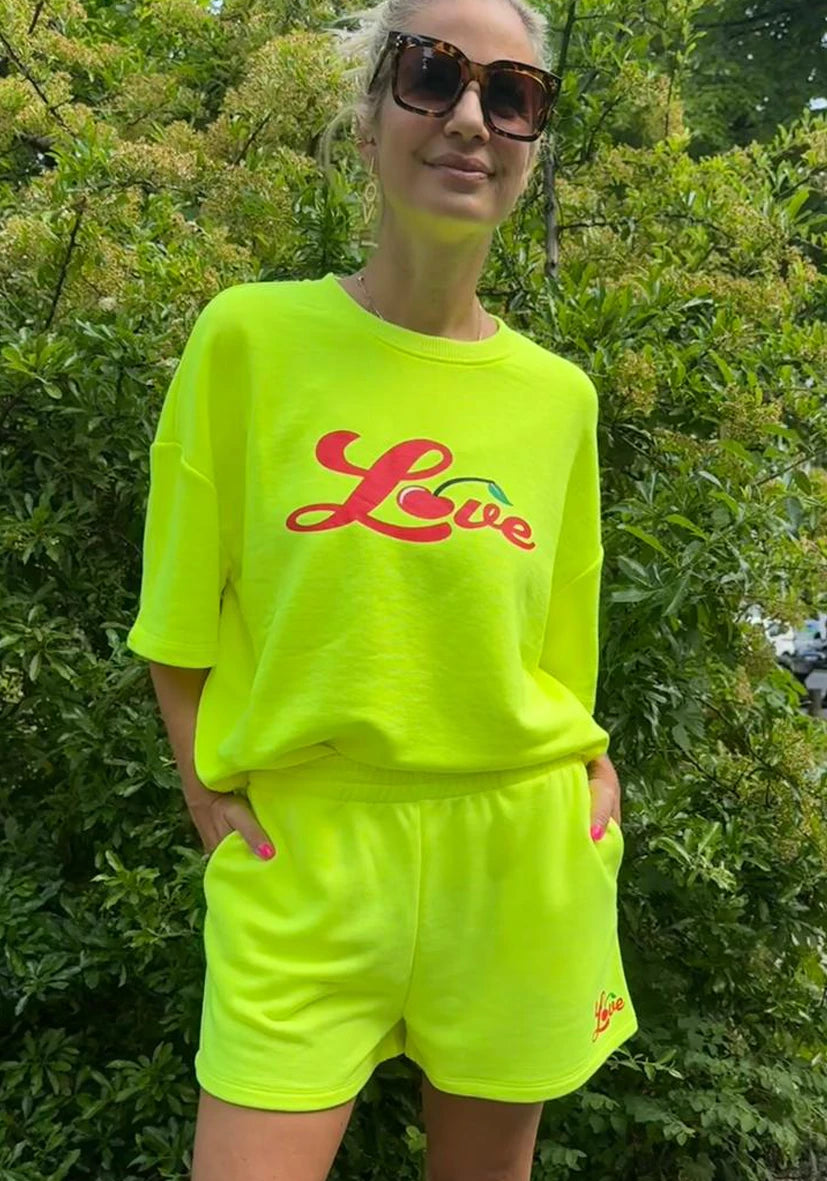 Shorts Love Cherry - neonyellow
