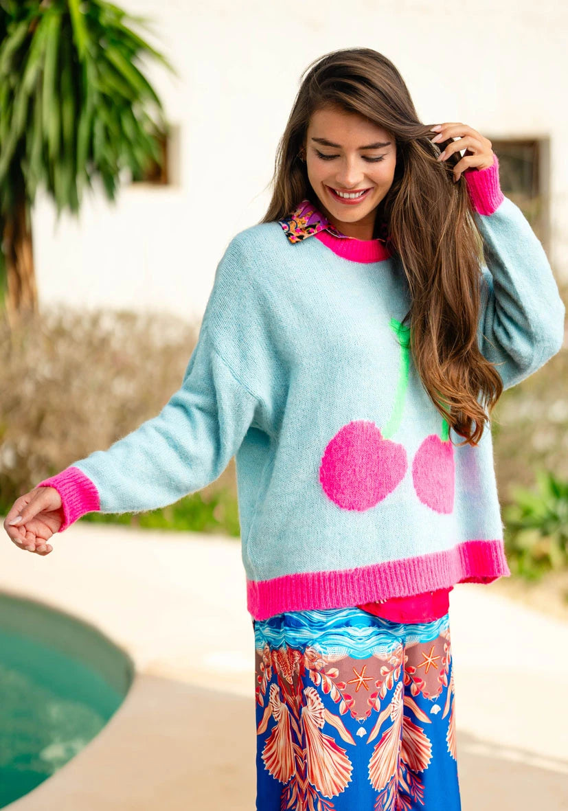 Pullover Cherry – hellblau