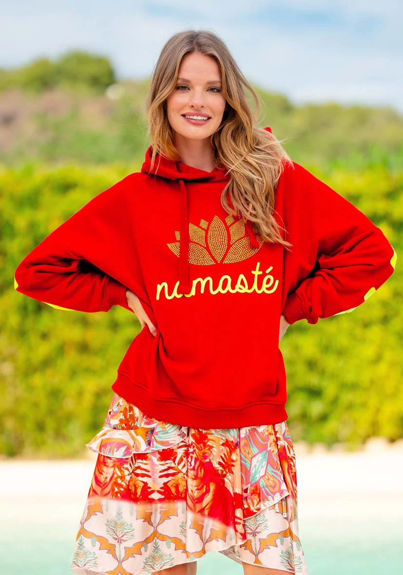 Hoodie Namasté Double Strass - red