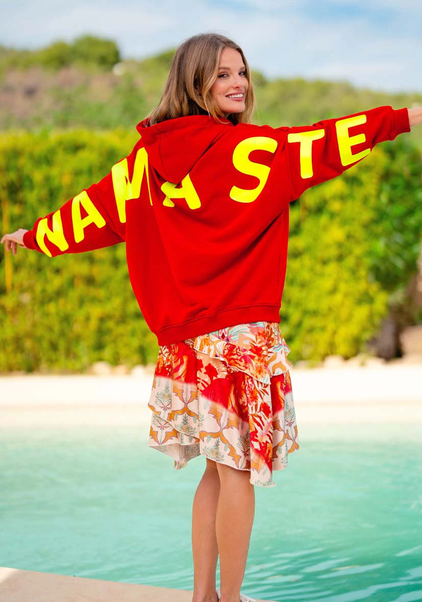 Hoodie Namasté Double Strass - red