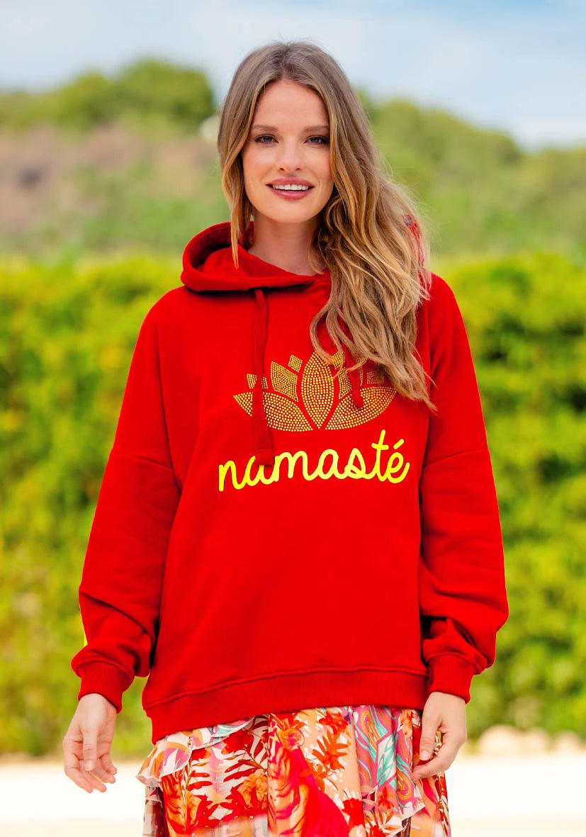 Hoodie Namasté Double Strass - red