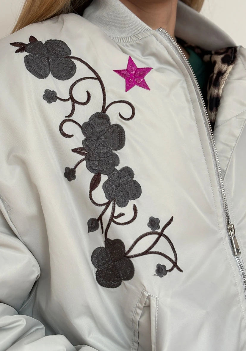 Oversize Bomberjacke stichted Heart - lightgrey