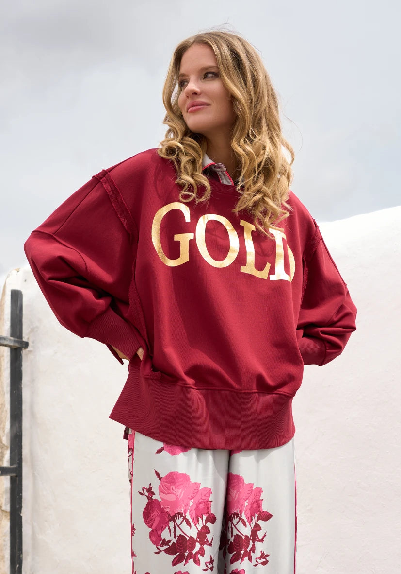Roundneck wide Gold - bordeaux
