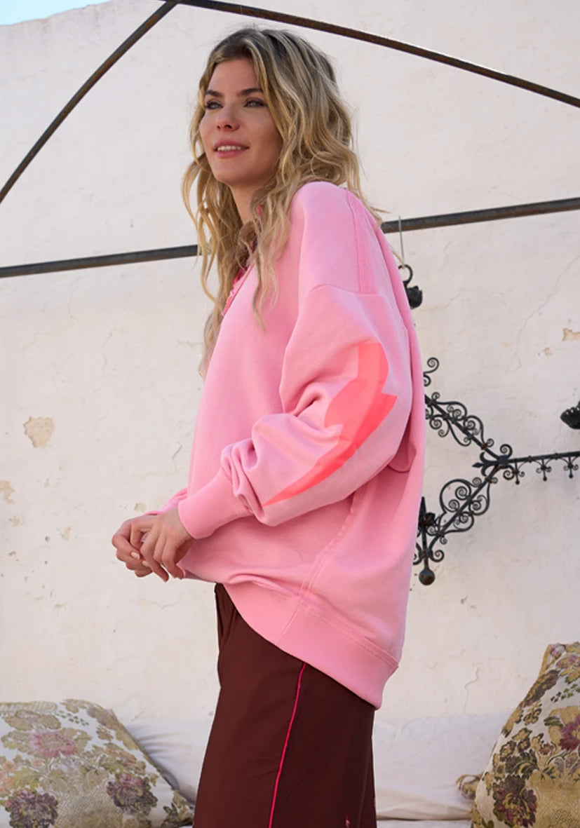 V-Neck Sweater Wide Lightning - rosa
