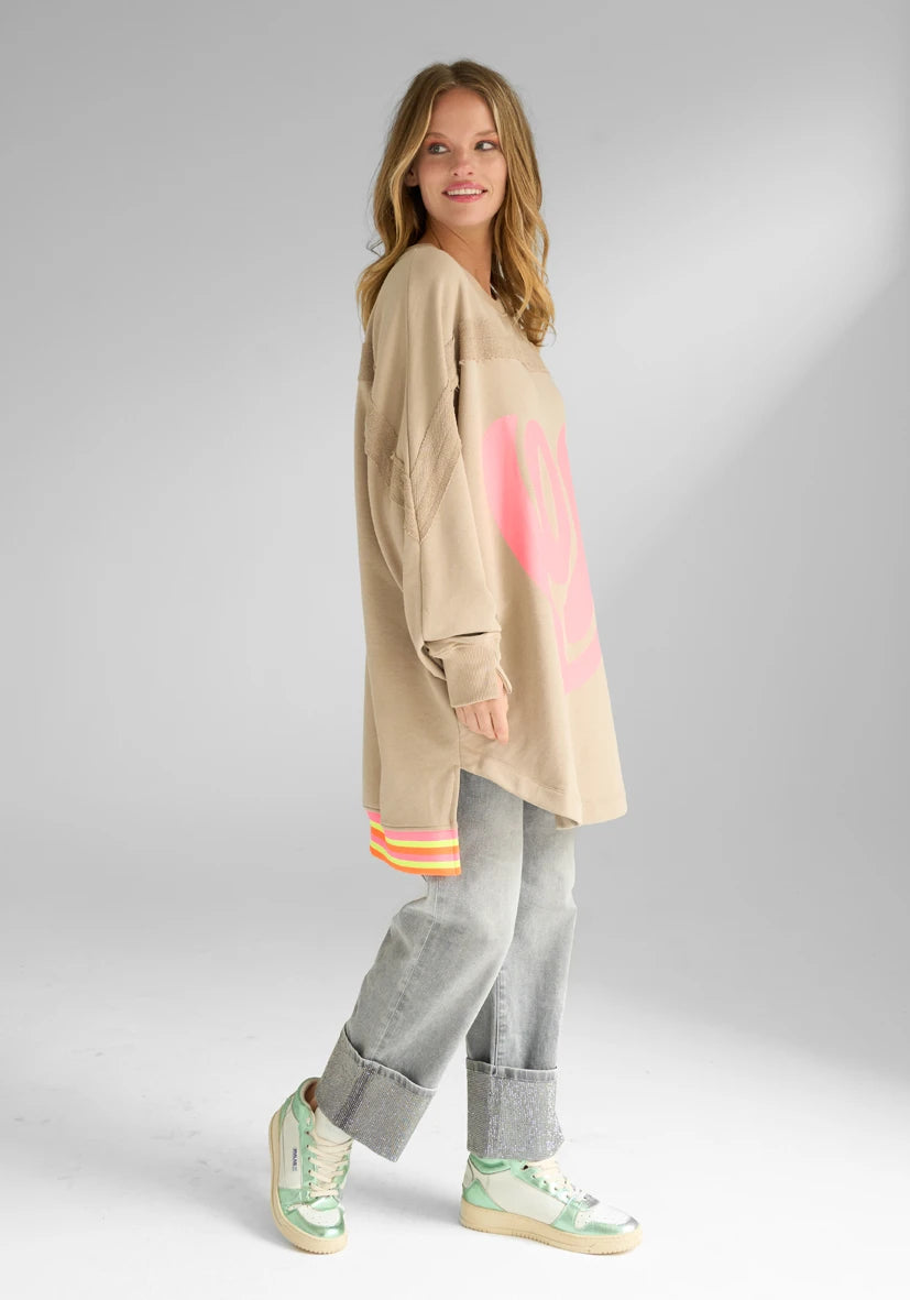 Roundneck long Love - sand