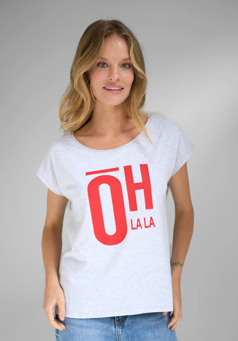 T-Shirt Roundneck Oh lala - hellgrau