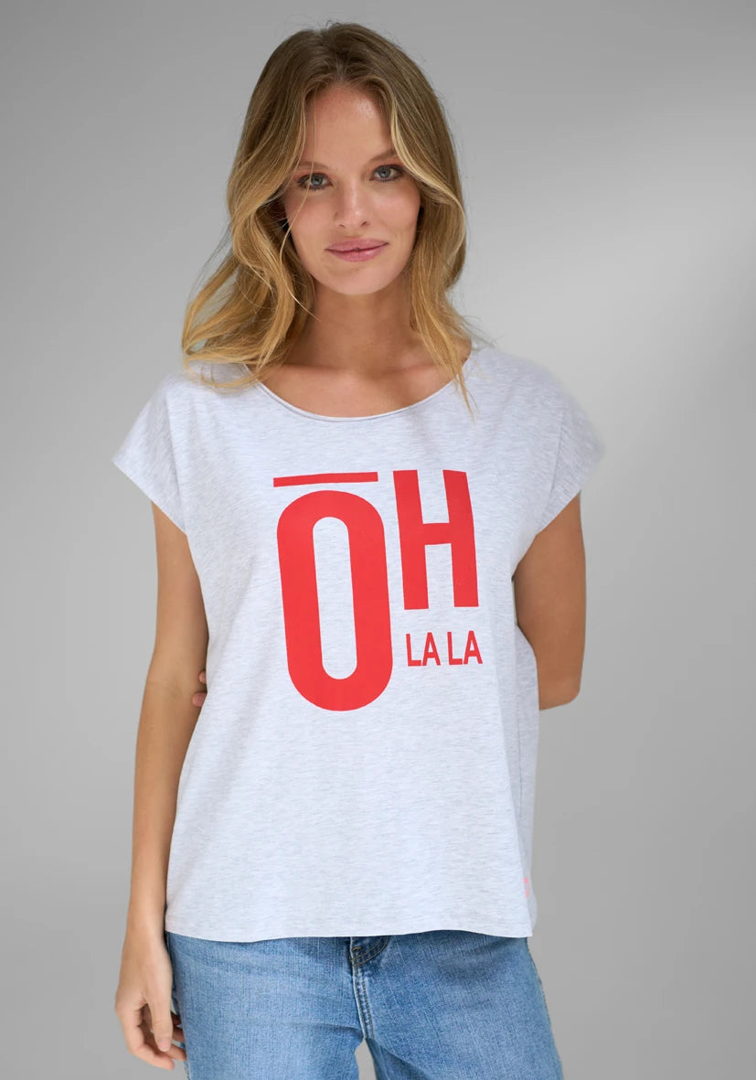 T-Shirt Roundneck Oh lala - hellgrau