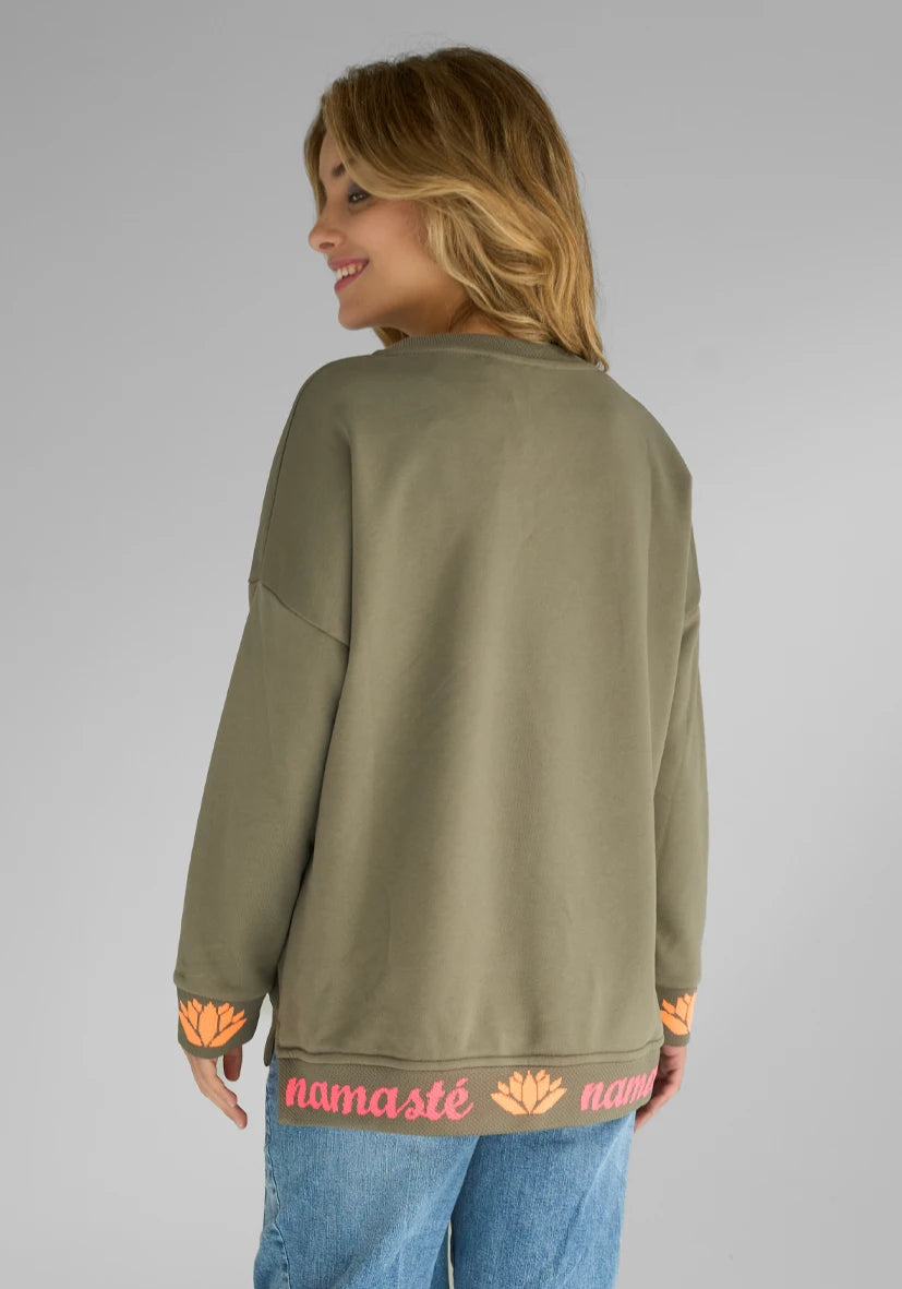 V-Neck Namasté Strass - oliv