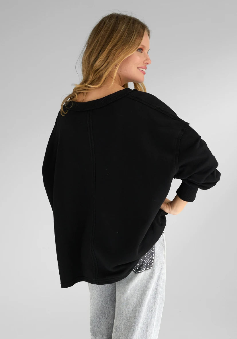V-Neck Bling Bling! Strass - schwarz