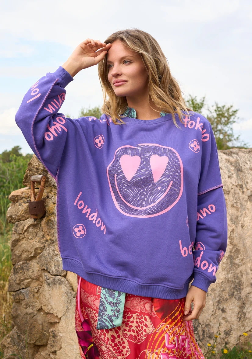 Roundneck Heartface City - violett