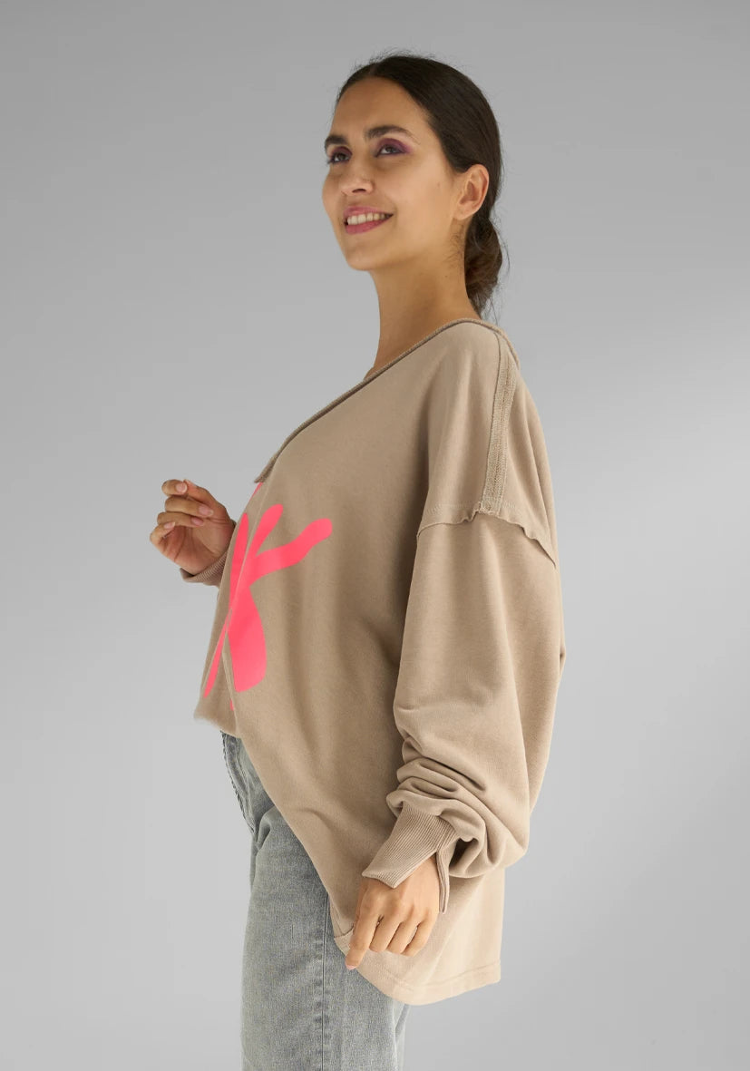 V-Neck wide Pink - sand