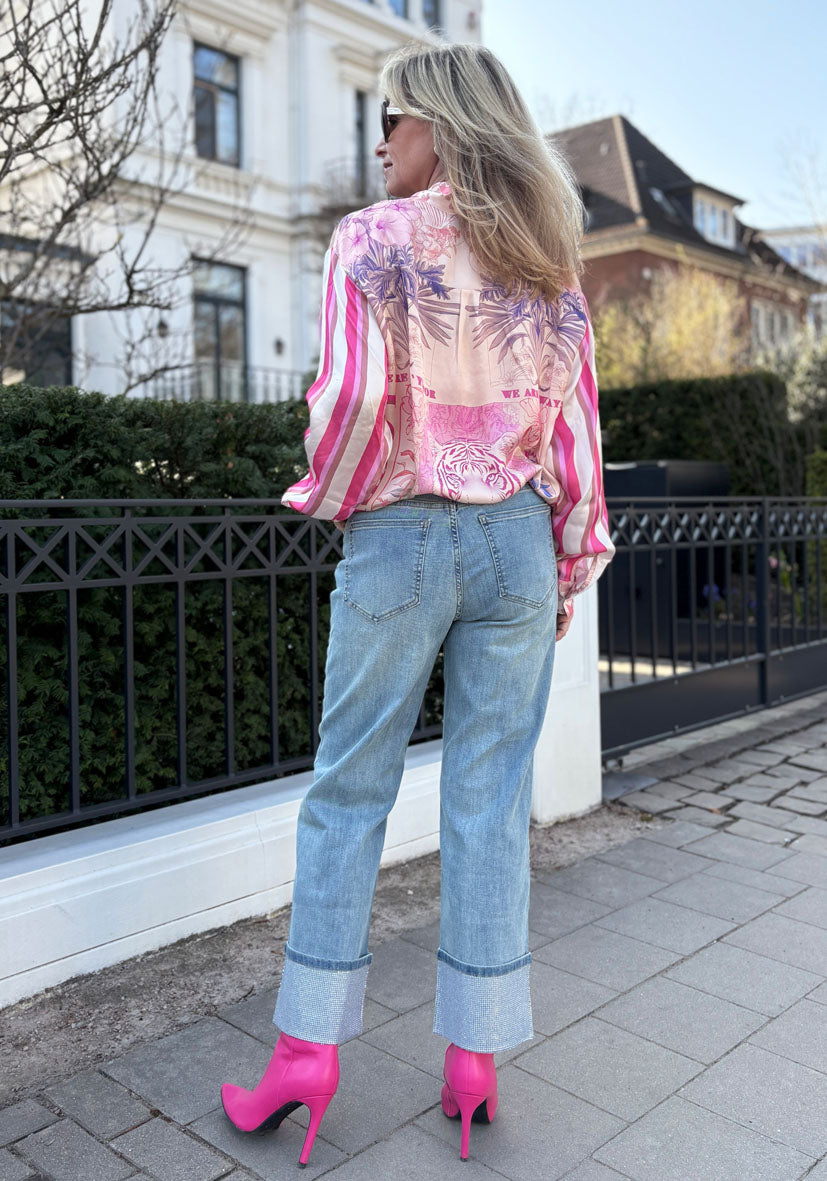 Straight Jeans Strass - lightblue