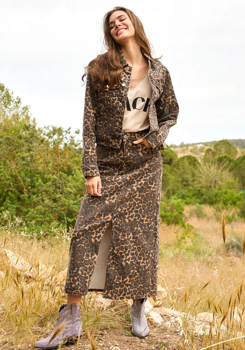 Long Skirt Leo - Maxirock in leichter A-Linie mit Leo-Muster