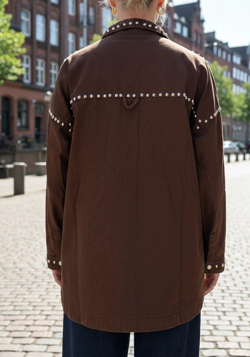 Jeans Bluse Studs - chocolate