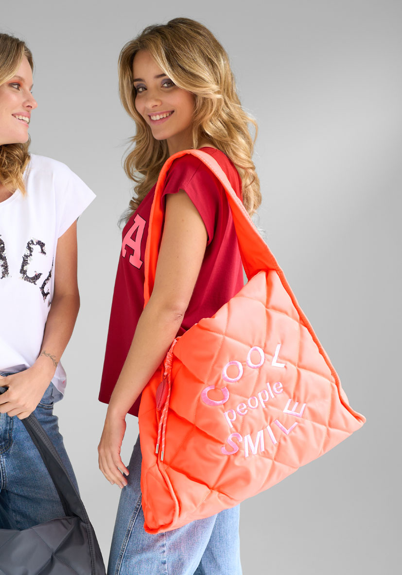 Quilted Bag Cool people smile - neonorange
