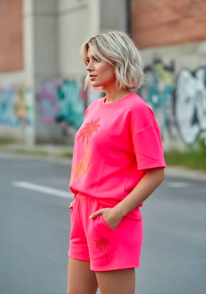 Shorts Palm Smile - pink