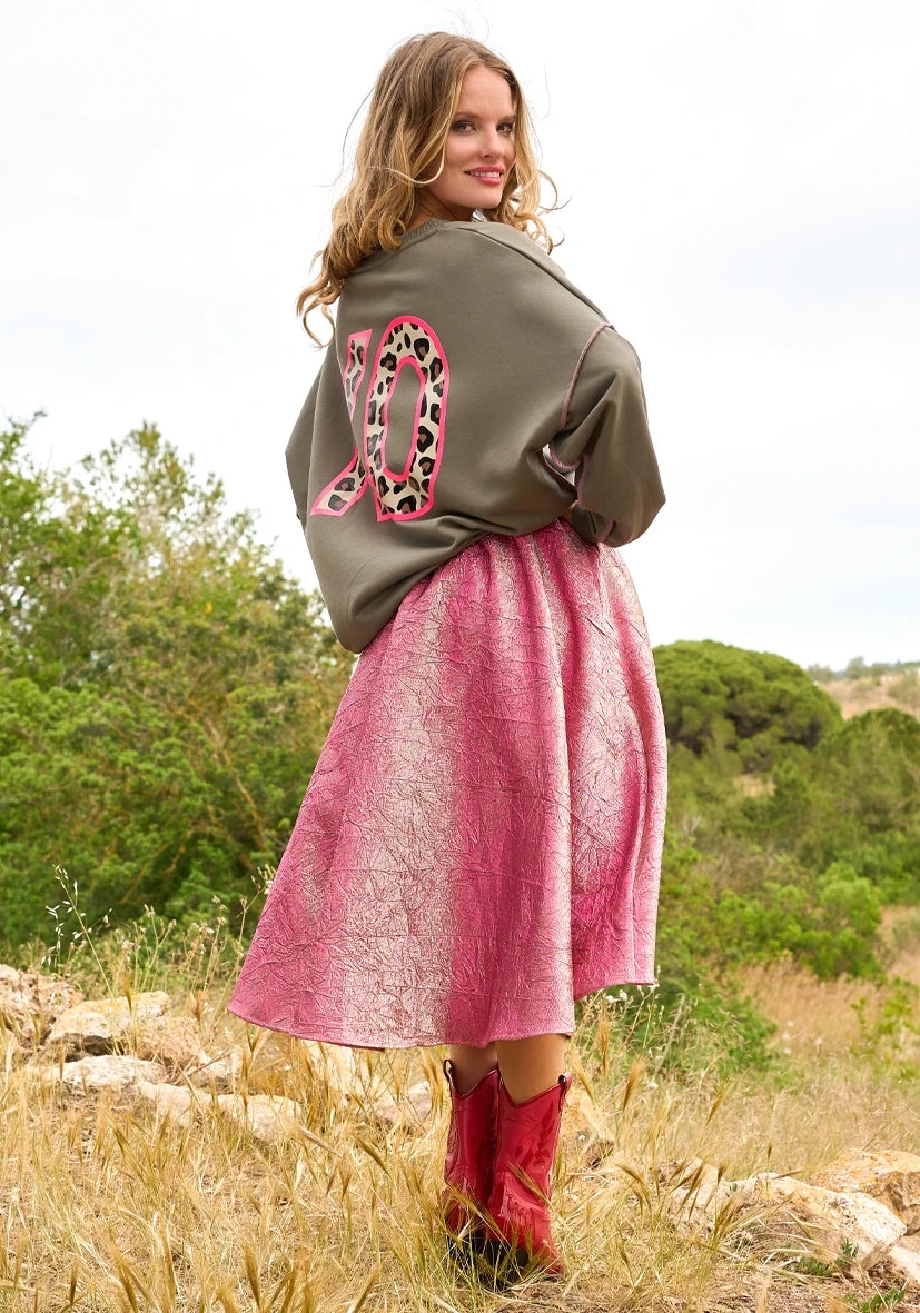 Shimmer Pleat Skirt - rose