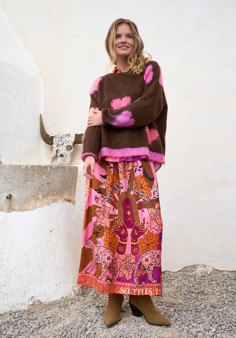 Pullover Hearts allover - braun