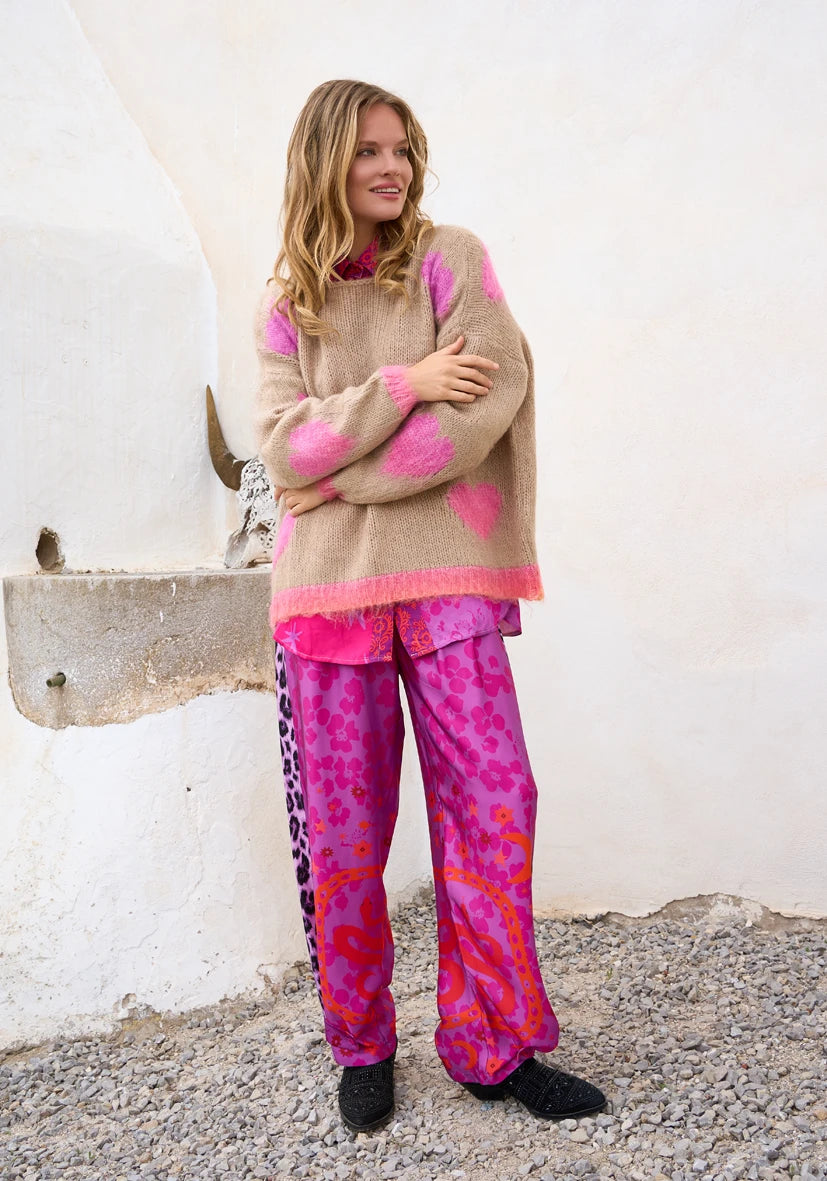 Pullover Hearts allover - sand