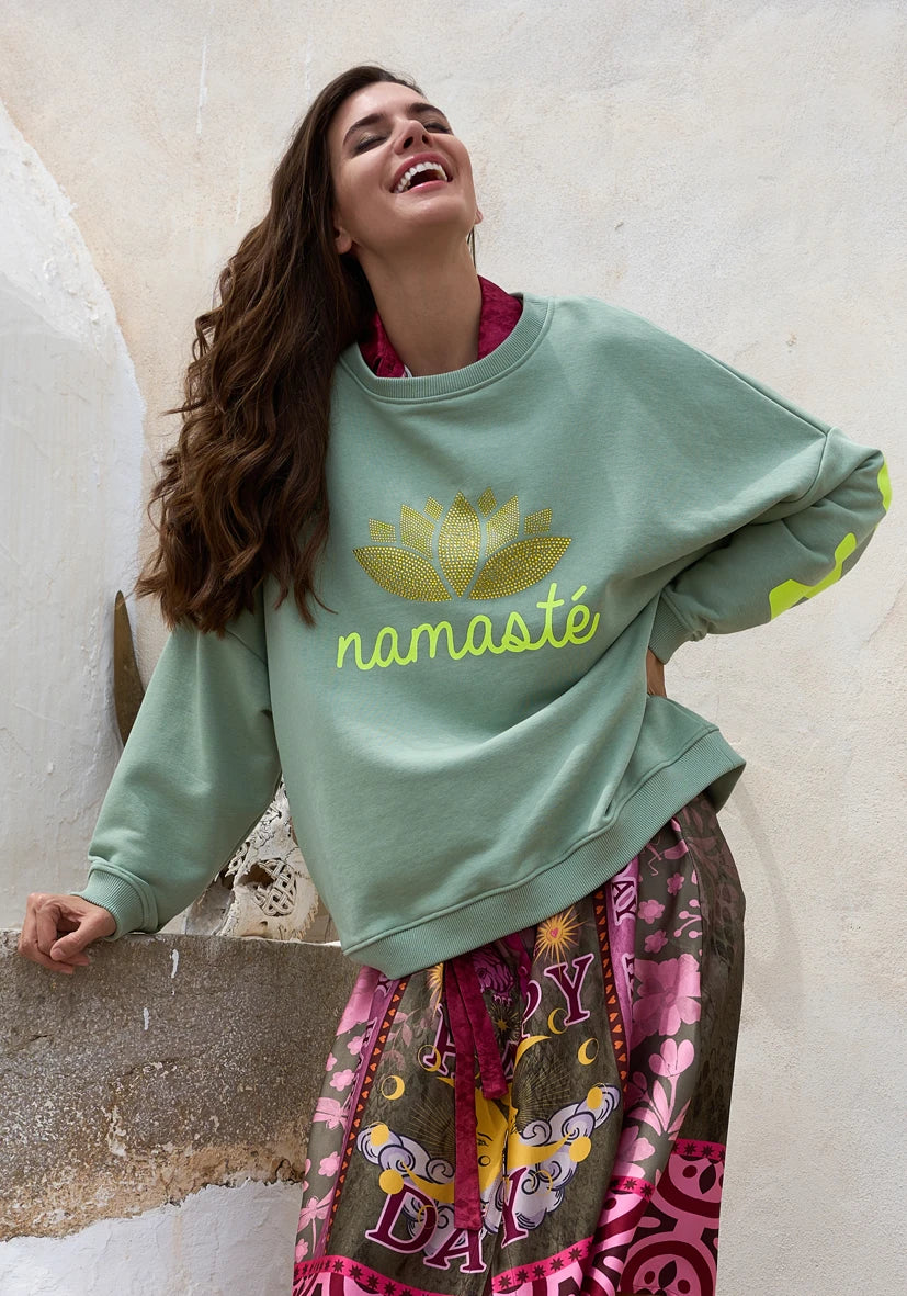 Roundneck Double Namasté Strass - almond