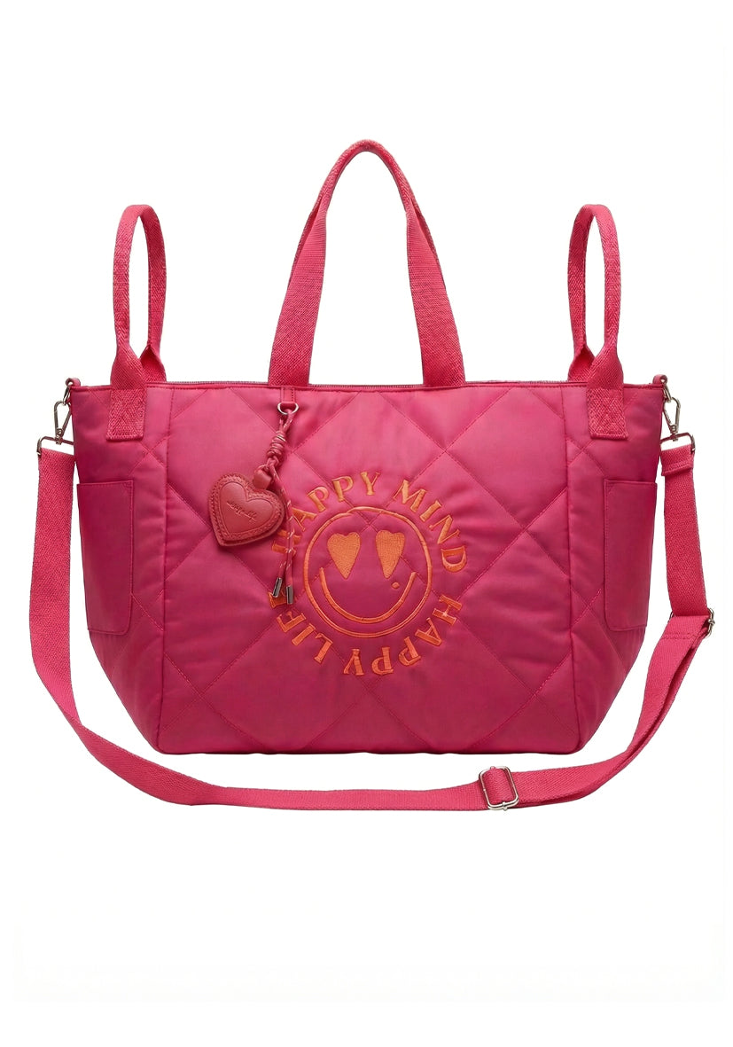 Quilted Bag Happy Mind - neonpink
