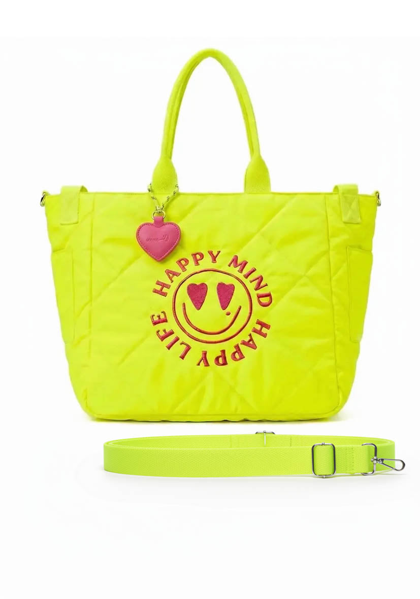 Quilted Bag Happy Mind - neonyellow