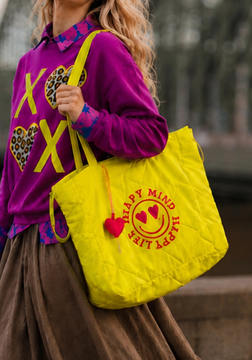 Quilted Bag Happy Mind - neonyellow