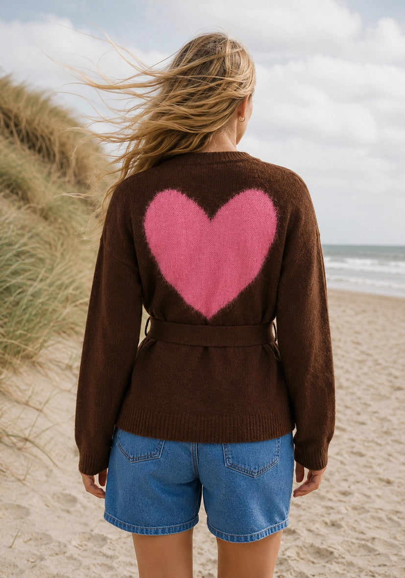 Pullover Cache Couer Big Heart - chocolate