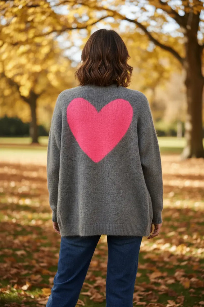 Cardigan heart - darkgrey