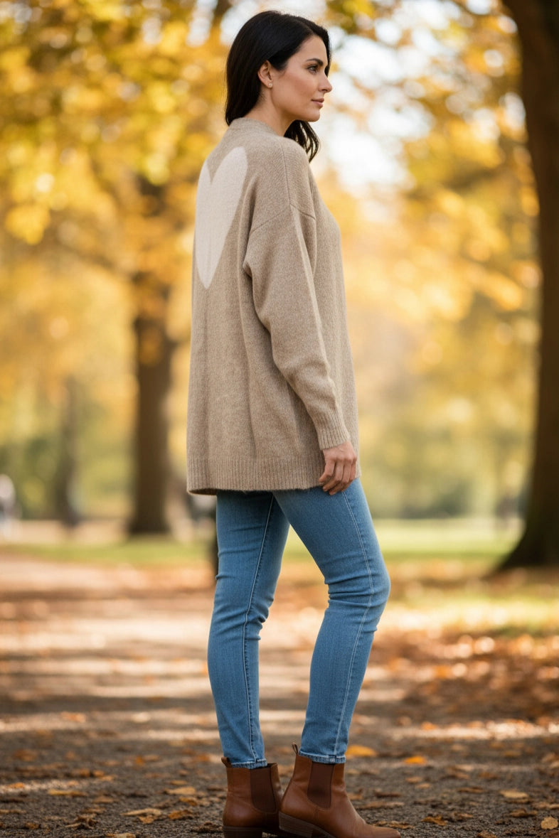 Cardigan Heart - sand