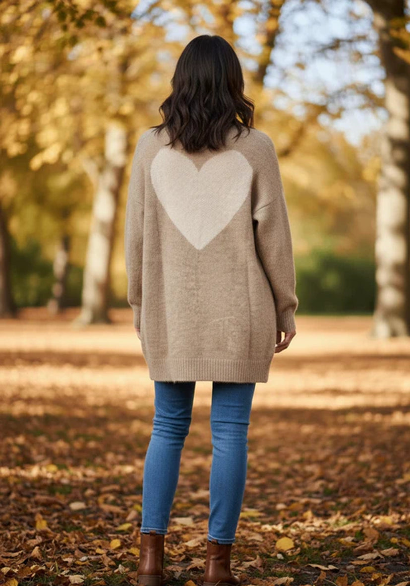 Cardigan Heart - sand