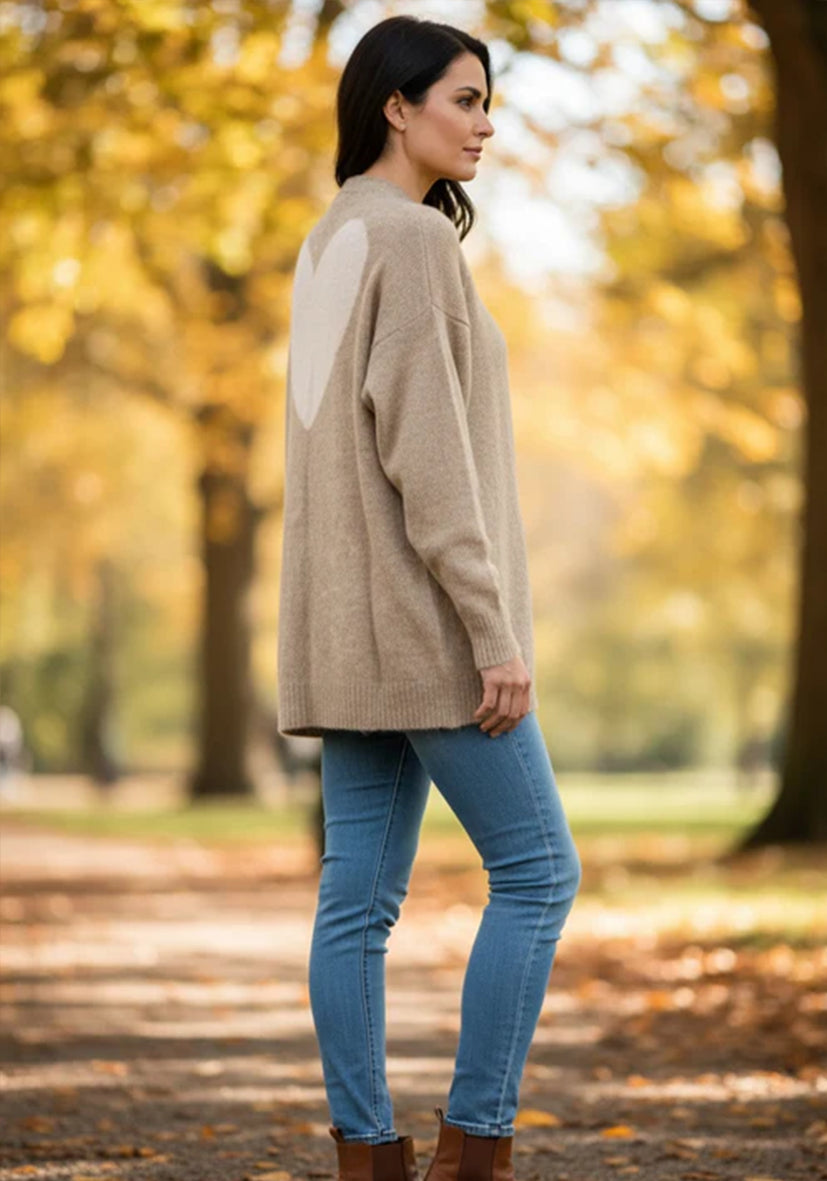 Cardigan Heart - sand