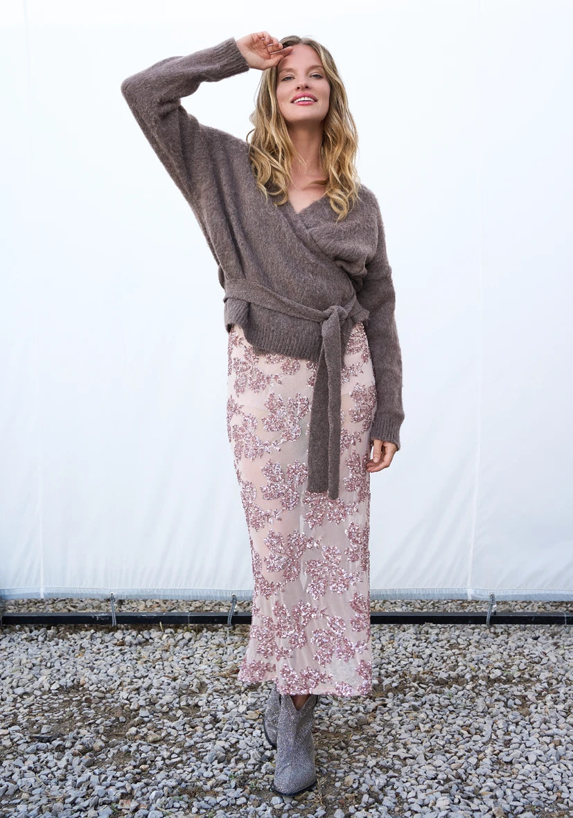 Skirt Sequin Flowers - rosa