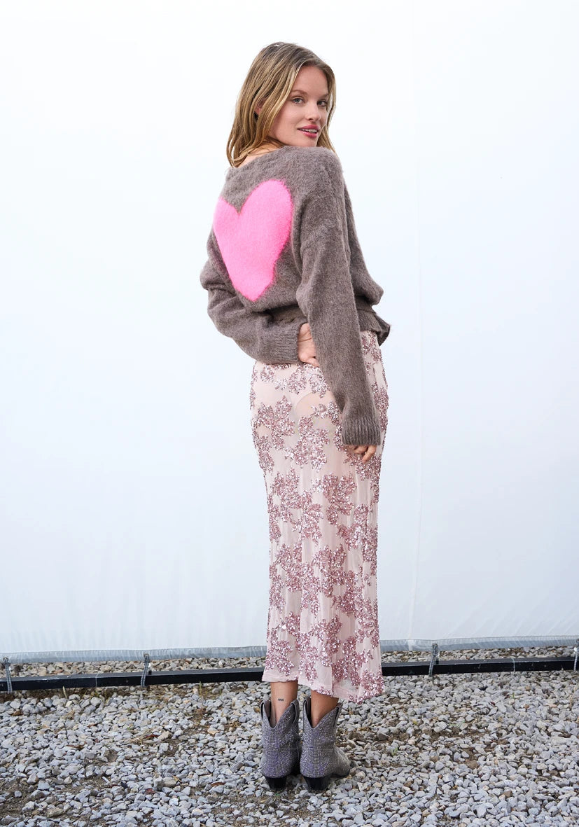 Skirt Sequin Flowers - rosa