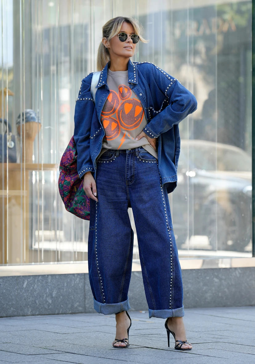 Jeans Bluse Studs - long