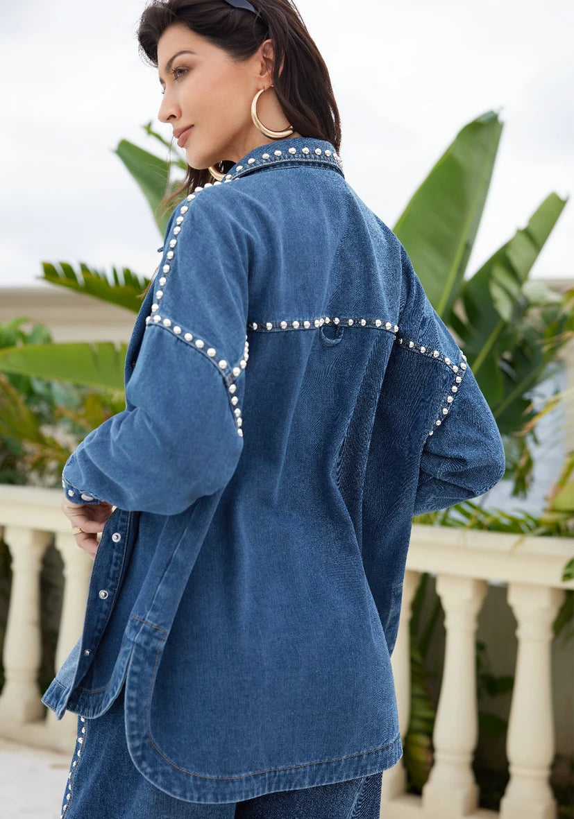 Jeans Bluse Studs - long