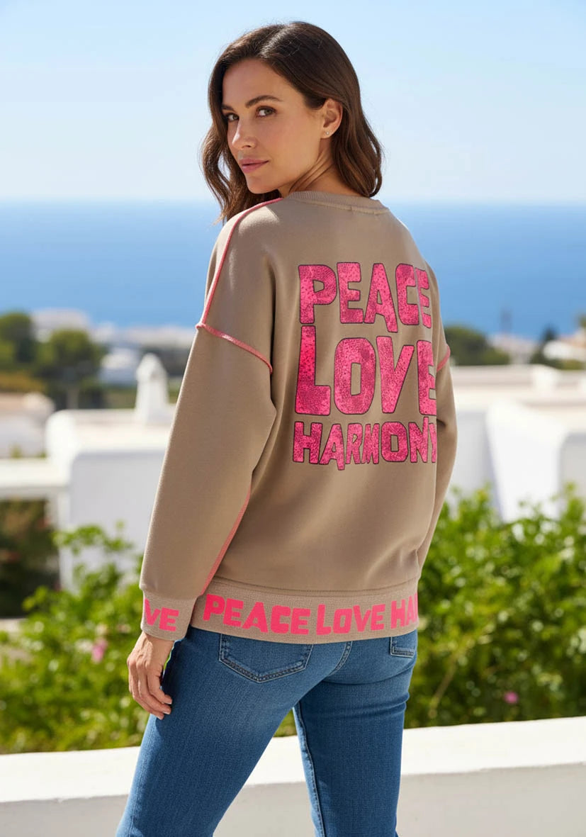 Roundneck Peace Love Harmony - sand