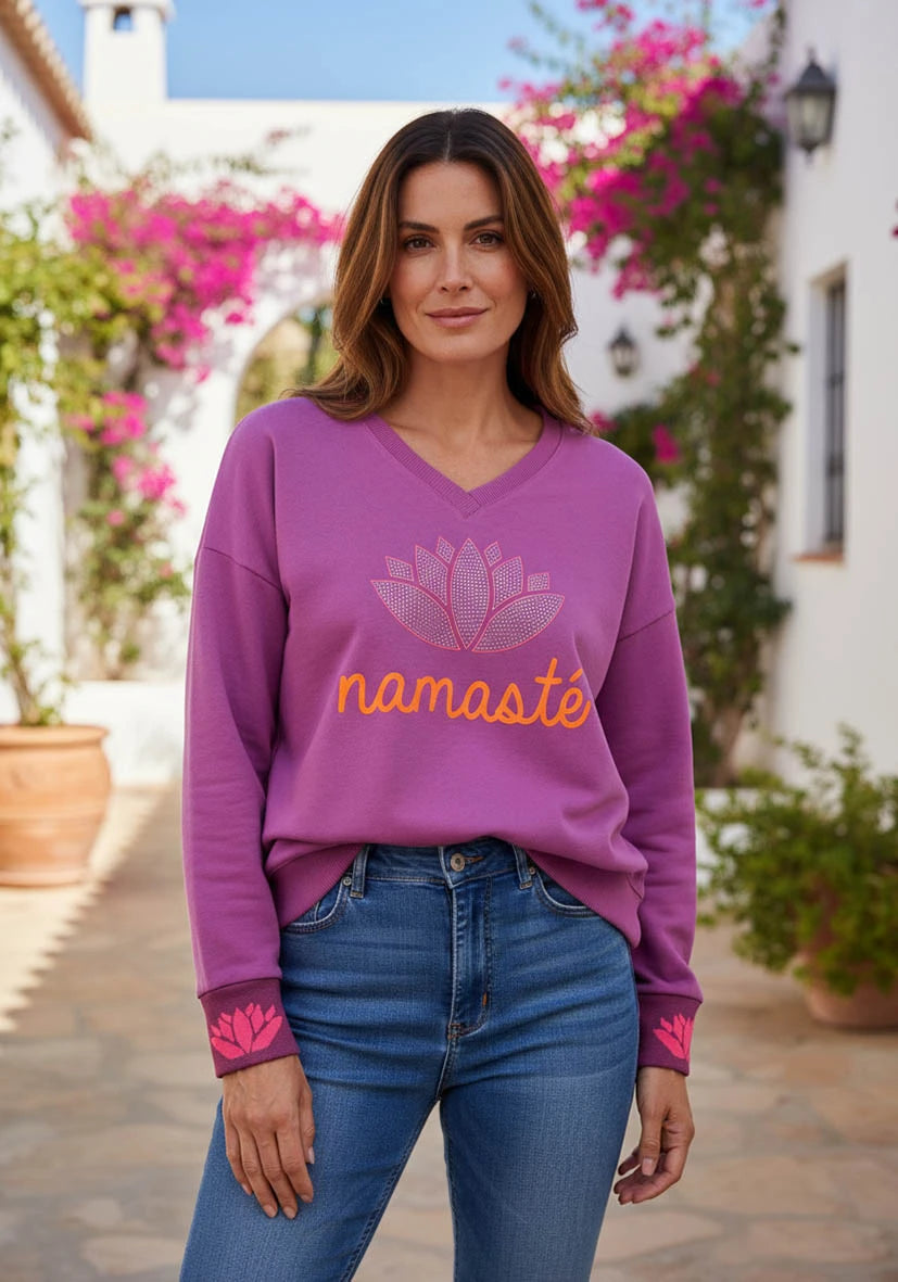 V-Neck Namasté Strass - crocus