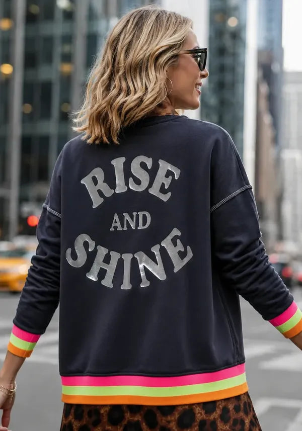 V-Neck Rise and Shine - anthrazit