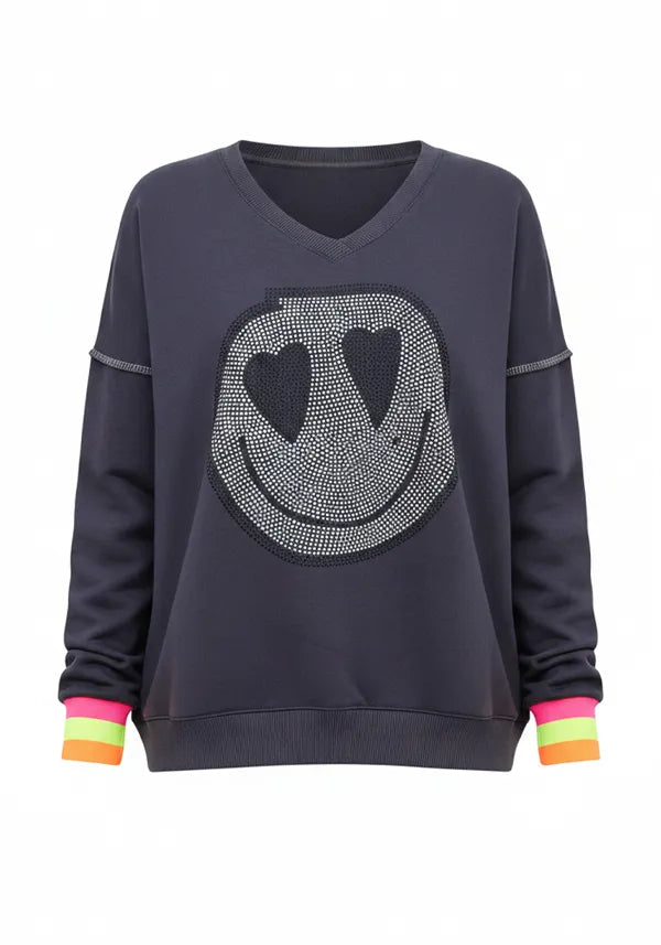 V-Neck Rise and Shine - anthrazit