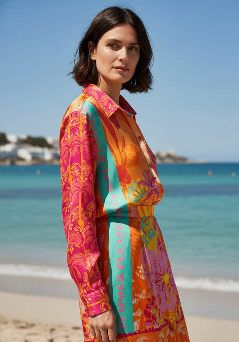 Blouse Orange Palm
