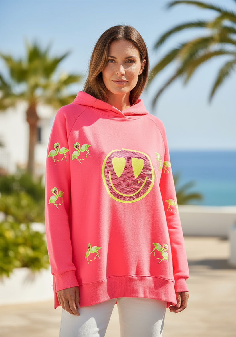 Hoodie Flamingos - neonpink