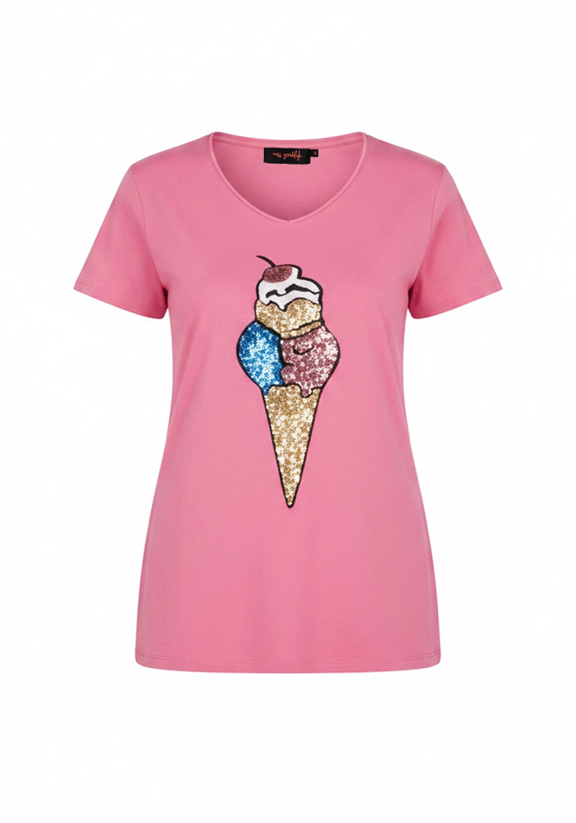T-Shirt V-Neck Ice Cream - flashrose