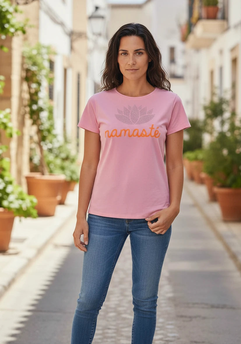 T-Shirt Roundneck Namasté - rosa