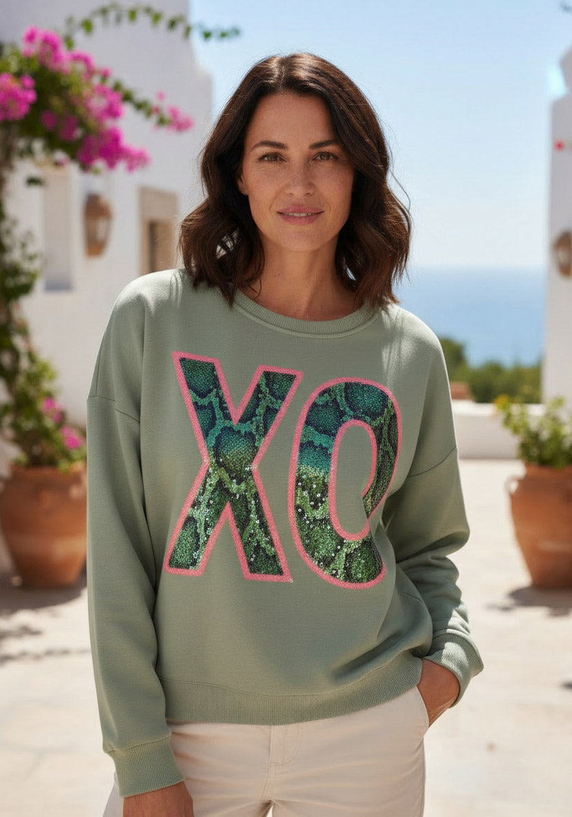 Roundneck XO Paillette - almond