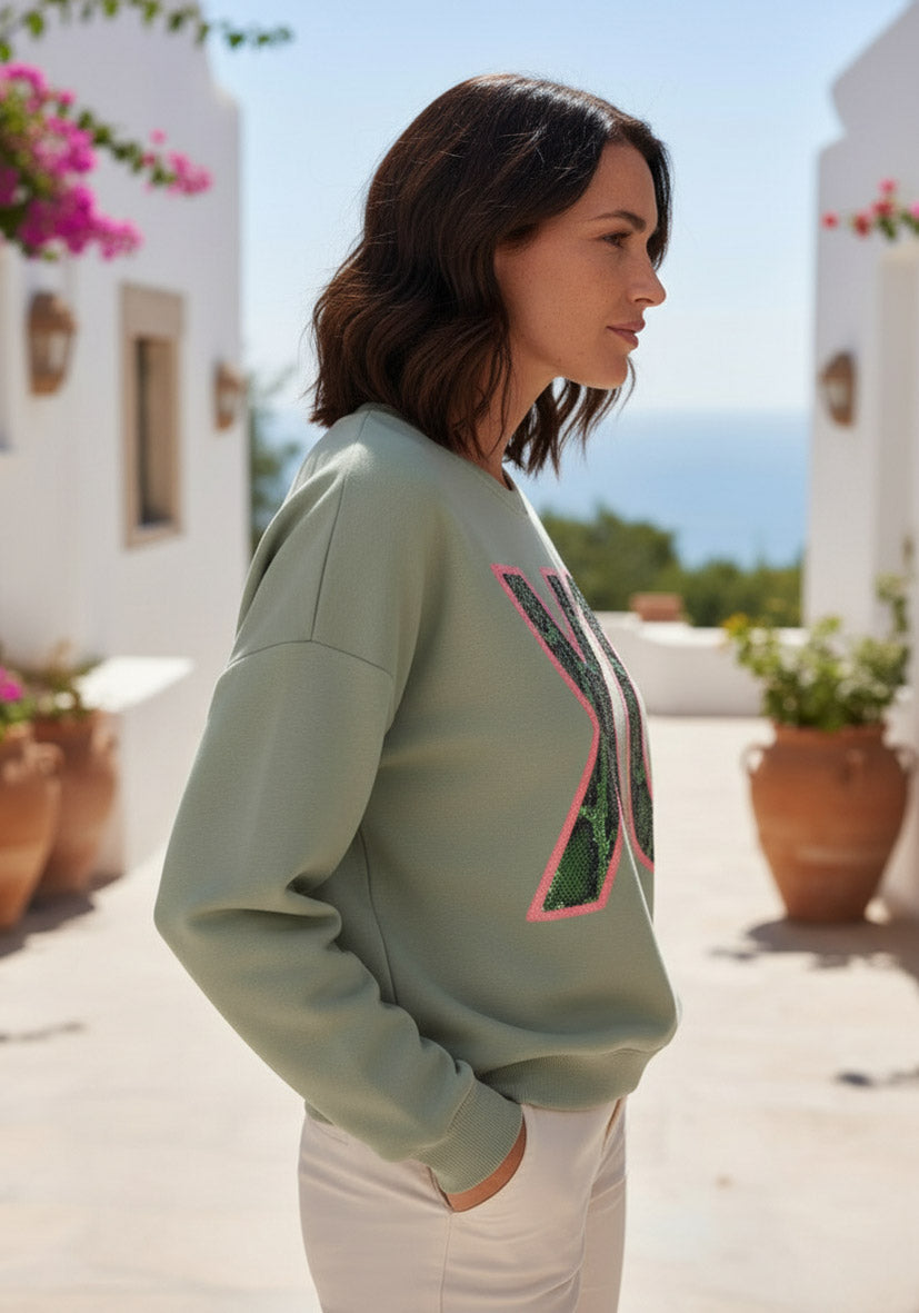 Roundneck XO Paillette - almond