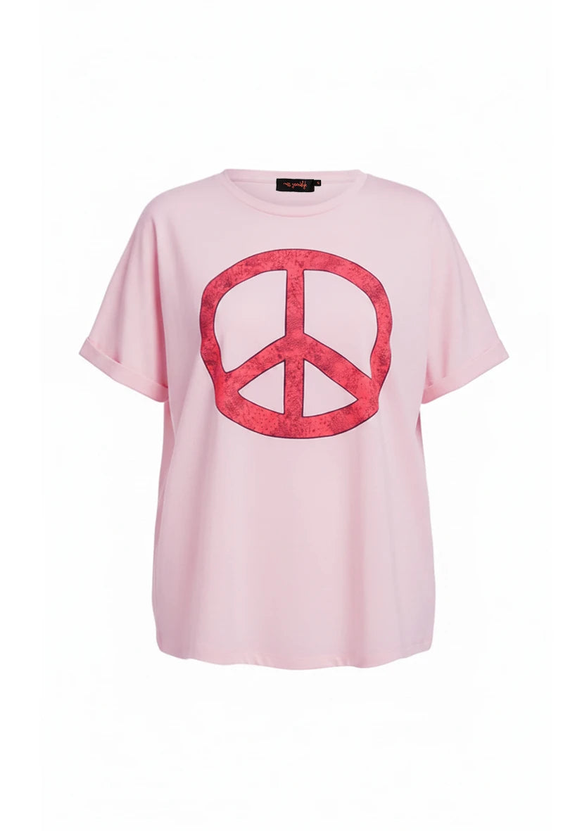 T-Shirt V-Neck Heart - rosa
